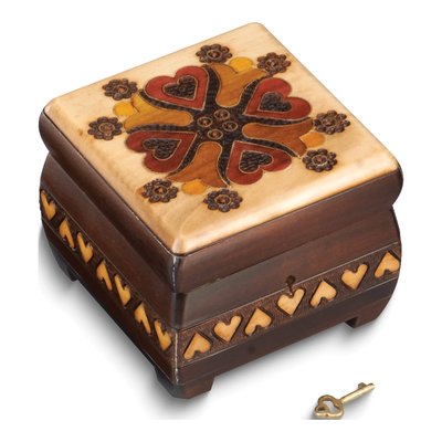 Handcrafted Wood Locking Heart Keepsake Box