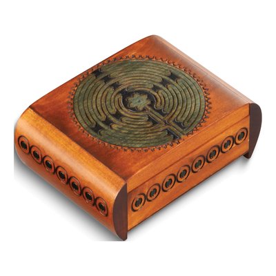 Handcrafted Wood Carved Maze Secret Puzzle Box