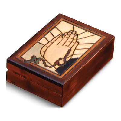 Praying Hands Carved Wooden Keepsake Box