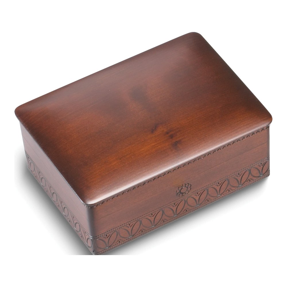 Solid Walnut Wood Carved Leaf Keepsake Box