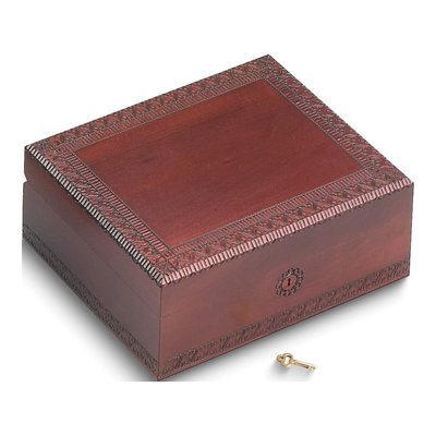 Wood Keepsake Box with Carved Hearts & Lock