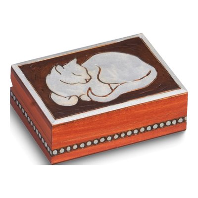 Wood Cat Keepsake Box
