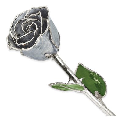 Silver-Dipped Real Rose with Moonstone Accent