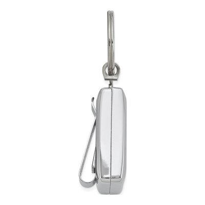 Engravable Silver-Tone Retractable Key Ring w/ Belt Clip – view 2