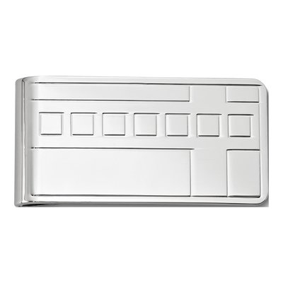 Men's Silver-Tone Deco Pattern Money Clip