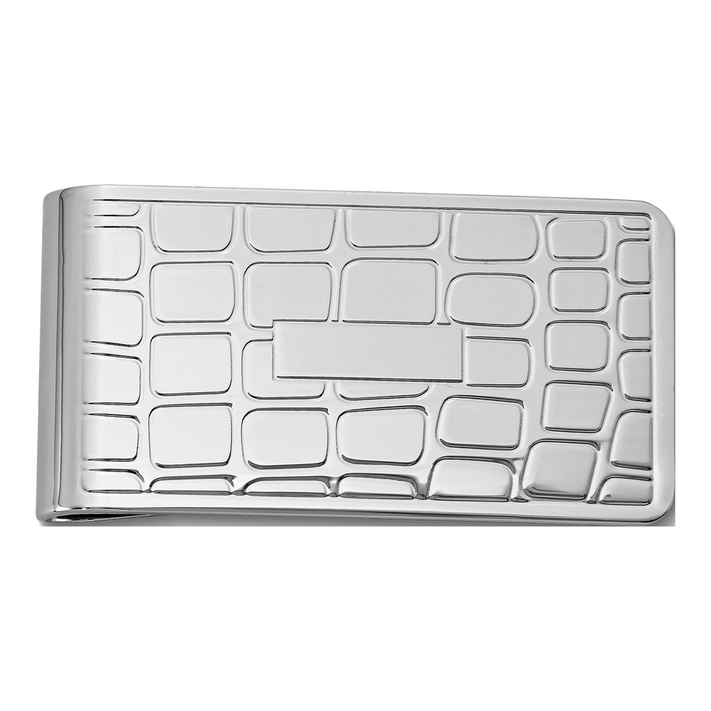 Men's Silver-Tone Croco Pattern Money Clip