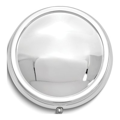 Silver-Tone 3-Section Round Pillbox with Mirror