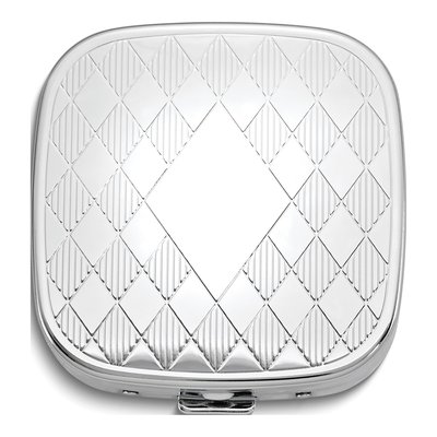 Silver-Tone Engravable 3-Section Pillbox with Mirror