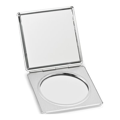 Silver-Tone Etched Lines Square Compact Mirror – view 2