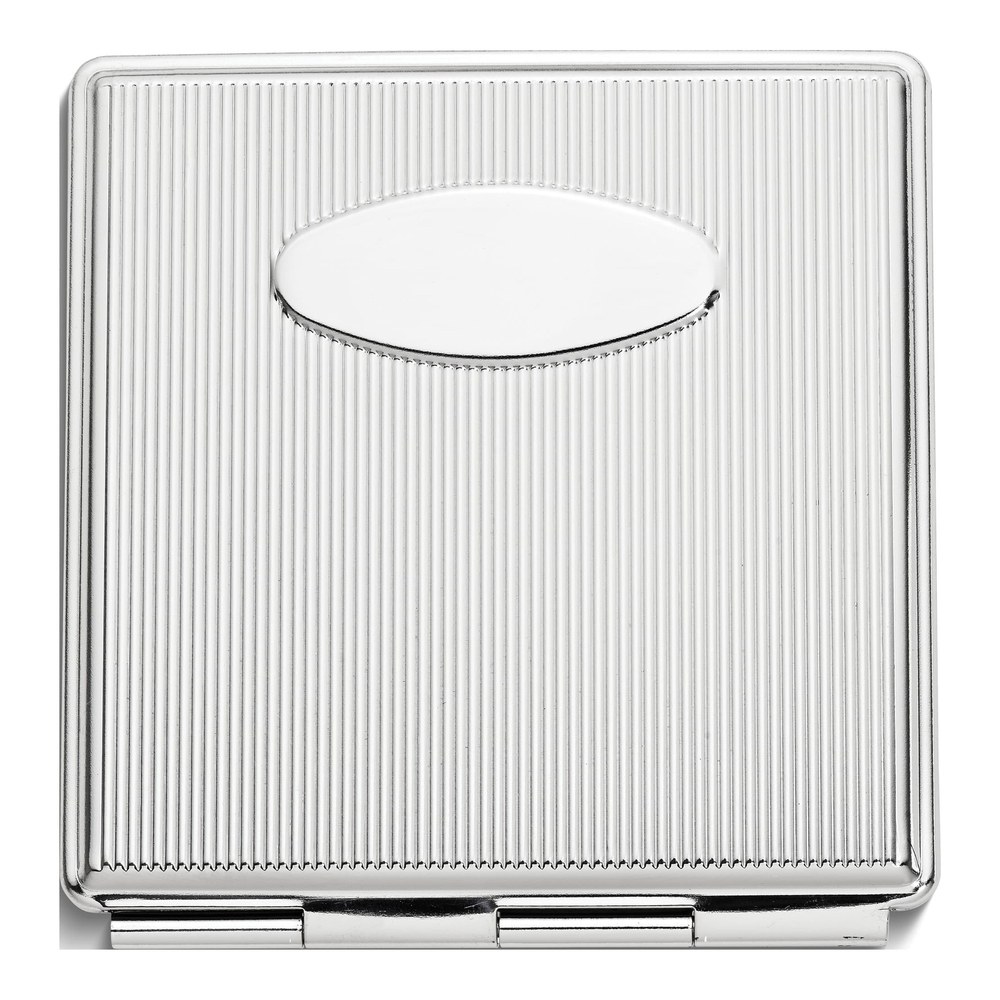 Silver-Tone Etched Lines Square Compact Mirror