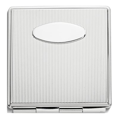 Silver-Tone Etched Lines Square Compact Mirror