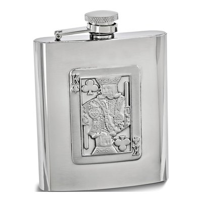 Engravable King of Clubs 8 oz Flask