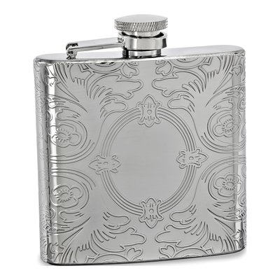 Engravable Silver-Tone 6 oz Oval Flask Gift