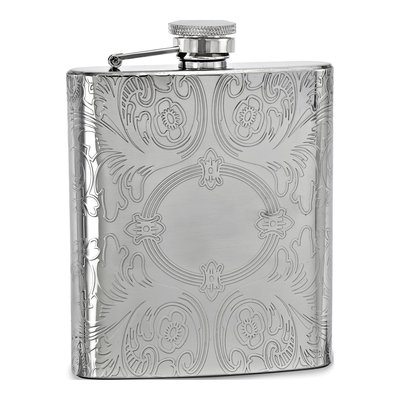 Engravable 8oz Silver-Tone Flask