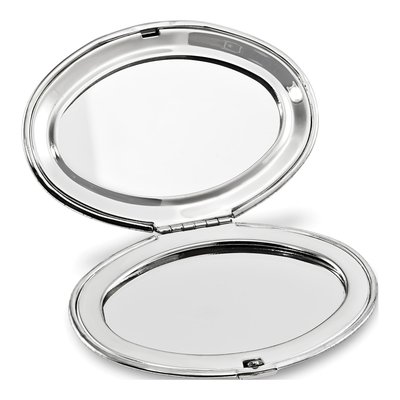 Silver-Tone Oval Compact Mirror – view 2