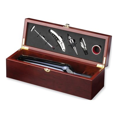 Stainless Steel Bar Tool Set in Rosewood Wood Box
