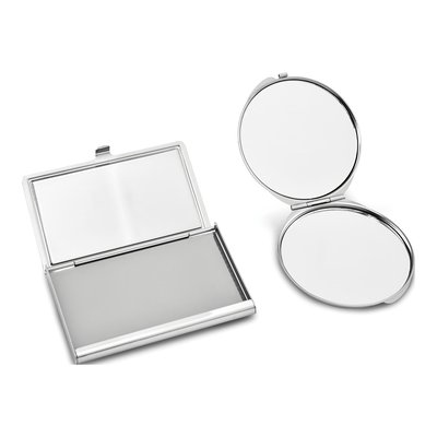 Silver-Tone Crystal Card Case & Compact Mirror Set – view 2