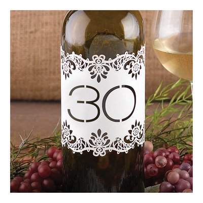 Laser-Cut White Shimmer Table Number Wraps 21-30