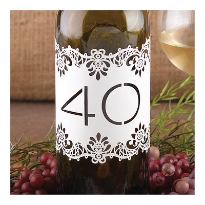 White Shimmer Table Number Wraps 31-40