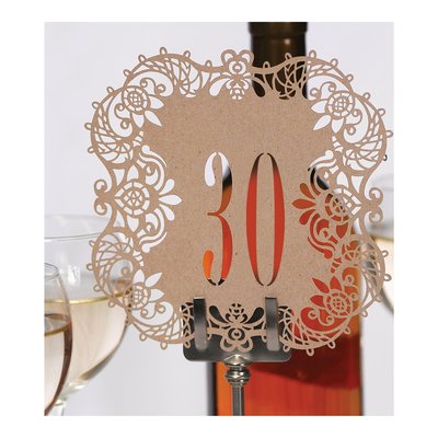 Laser-Cut Kraft Table Number Cards 21-30