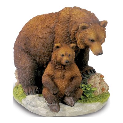 Brown Bear and Cub Polyresin Figurine