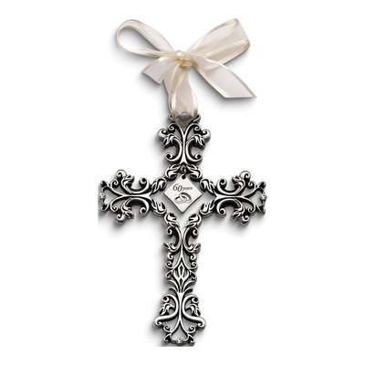 60th Anniversary Silver-Tone Filigree Wall Cross Gift