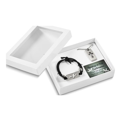 Cross Bracelet & Dog Tag Necklace Gift Set – view 5