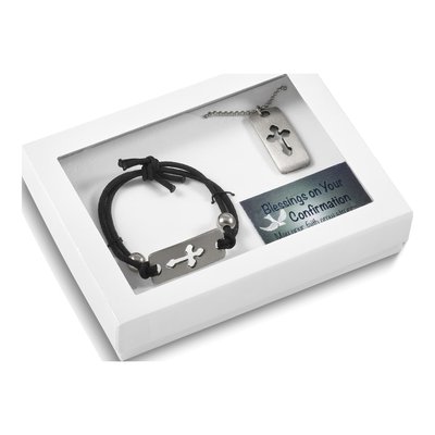 Cross Bracelet & Dog Tag Necklace Gift Set – view 6