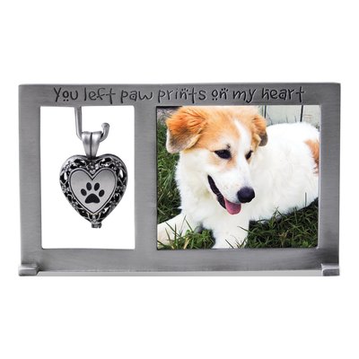 Pet Memorial Pawprint Heart Photo Locket Frame – view 2