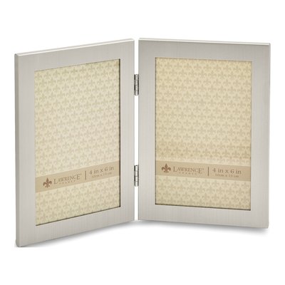 Silver-Tone Aluminum 4x6 Double Photo Frame, Engravable