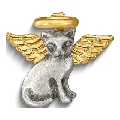 Pewter Cat Angel Memorial Lapel Pin