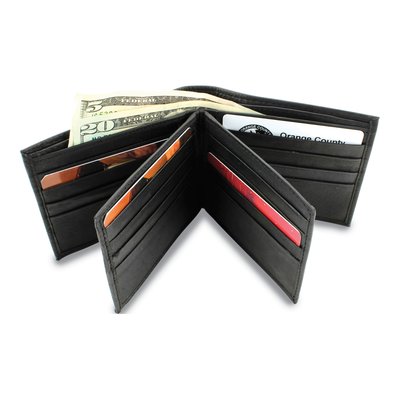 Men's Black Leather Bi-Fold Wallet, 20-Slot – view 4