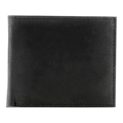 Men's Black Leather Bi-Fold Wallet, 20-Slot