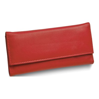 Red Leather Slim Jewelry Wallet