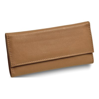 Tan Leather Magnetic Closure Slim Jewelry Wallet