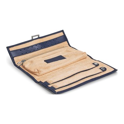Blue Leather Jewelry Travel Wallet with Zip Pouch – view 2