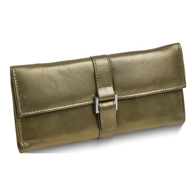 Pewter Leather Jewelry Wallet with Zip Pouch