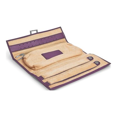 Purple Leather Jewelry Wallet with Zip Pouch – view 2