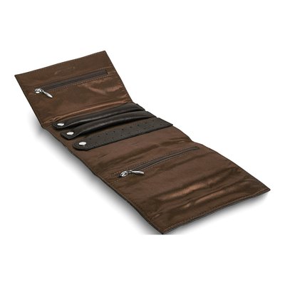 Black Leather Quilted Jewelry Folder w/ Magnetic Close – view 2