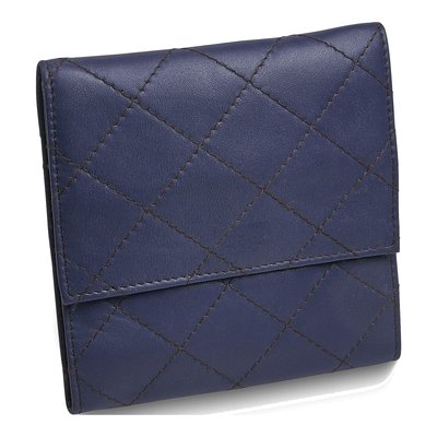 Blue Leather Quilted Jewelry Folder