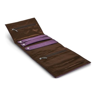Purple Leather Quilted Jewelry Folder & Case – view 2