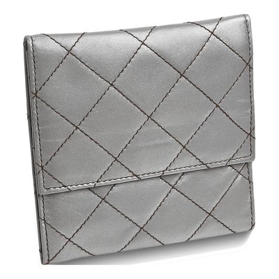 Silver Leather Satin-Lined Quilted Jewelry Folder