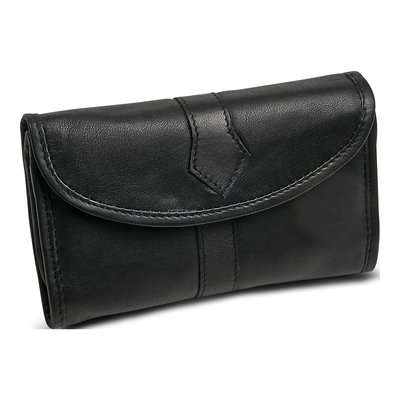 Black Leather Trifold Jewelry Clutch