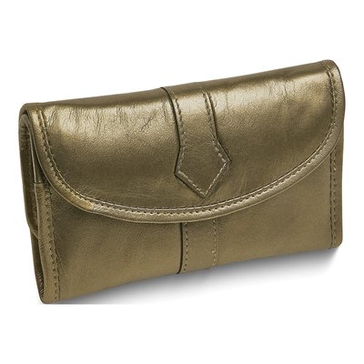 Pewter Leather Trifold Jewelry Travel Clutch