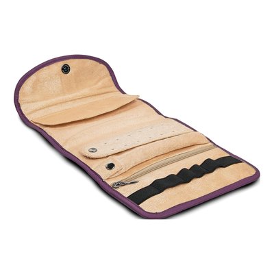 Purple Leather Trifold Jewelry Clutch Case – view 2