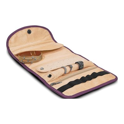 Purple Leather Trifold Jewelry Clutch Case – view 3