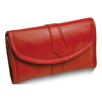 Red Leather Trifold Jewelry Clutch