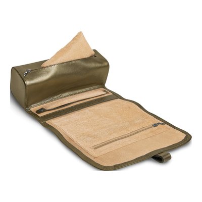 Pewter Leather Jewelry Roll with Watch Pillow – view 2