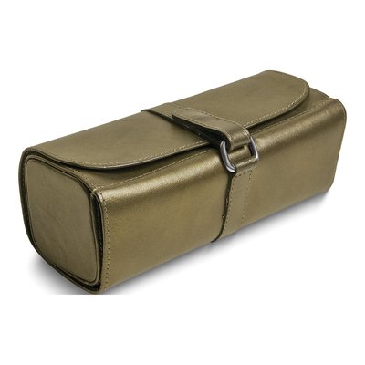 Pewter Leather Jewelry Roll with Watch Pillow