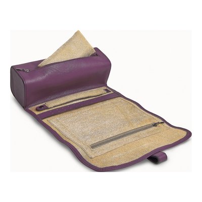Purple Leather Jewelry Roll with Watch Pillow – view 2
